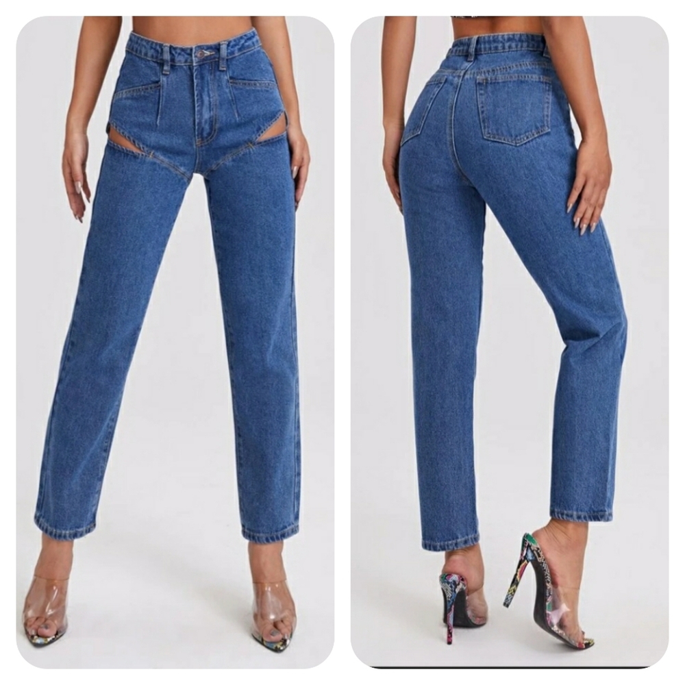 SHEIN Mom Jeans with Cutouts